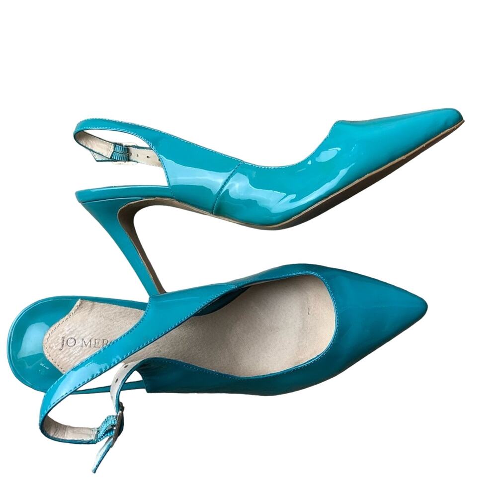 Jo Mercer Teal Leather Patent Heels